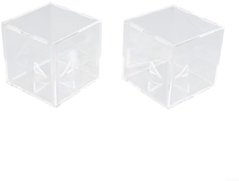 Yhenlovtt Baseball-Halter plus Souvenir-Aufbewahrungsbox, 2 Stück, 8 x 8 x 8 cm, transparent, Acryl, Baseball-Display-Abdeckung mit vier Ecken zur Unterstützung