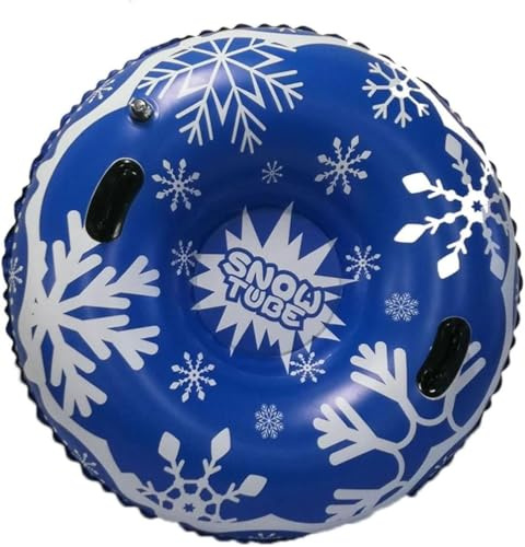Aufblasbare Schneereifen mit Griffen, Aufblasbarer Schlitten, Schneereifen mit abnembarer Schleppleine, Schneeschlauch Rodelreifen mit gepolstem Sitz - SNOWRIDER (Blue)