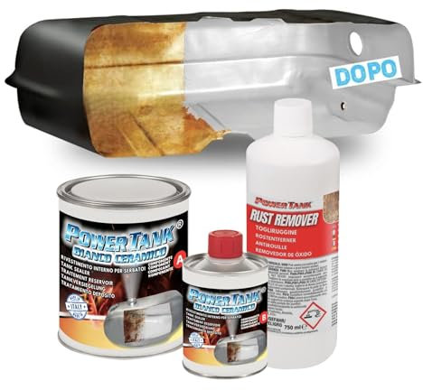 Power Tank - Traitement de Réservoir Innovant - pour Réparer, Régénérer et Protéger Les Réservoirs - (Kit Big Blanc Céramique 1,3 kg) - Automobile, Moto, Scooter, Véhicules Vintage et Vespa