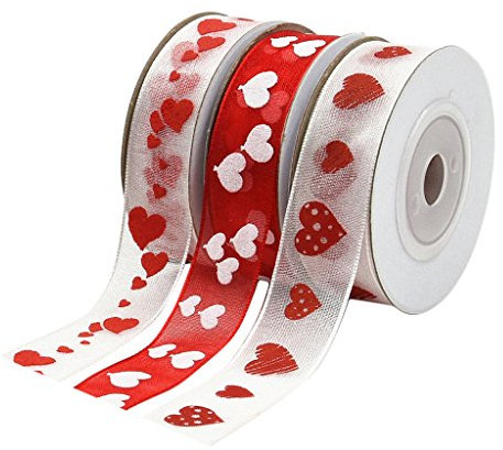 Sharplace 3 Arten Material, Gewebe Schleifenband Gewebeband Geschenkband Satinband Schleifenband für Geschenkverpackung Deko Haarschleife DIY