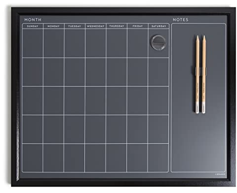 U Brands magnetisk kalender krittavla, 40 x 50 cm, svart träram, pennor ingår (2518U00-04)
