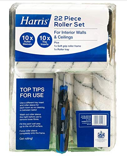 Harris 22 Piece Painting Set Paint Grip 10 Roller +Frame Tray +Inserts +Sleeves