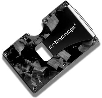 CRBNCNCPT® Forged Carbon Kreditkartenetui mit Geldscheinklammer | Kartenetui mit Geldklammer | Herren Kartenhalter - Card Holder - Visitenkartenetui | RFID Schutz - Schwarz
