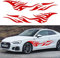 TOMALL 2 Stück 80 Zoll Flamme Grafik Karosserie Seite Aufkleber Flamme Racing Sport Streifen Aufkleber für Auto Universal Vinyl Wasserdicht Aufkleber Dekoration Zubehör für Auto LKW SUV Off-Road (Rot)