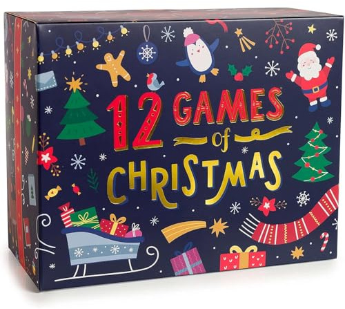 Gutter Games 12 Games of Xmas - 12 Hilarious & Festive Xmas Games, Perfect Xmas Stocking Fillers, Xmas Family GamesKids & Adults, Adult Party Gamesa Fun & Festive Xmas Party, White (XMS-001)