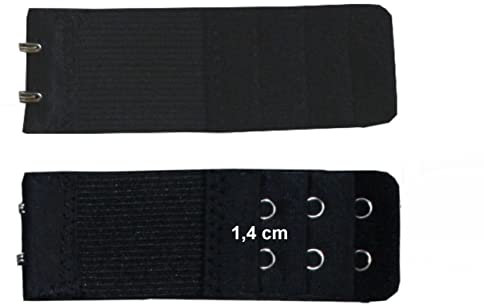 U.W. BH Verlängerung 2 Haken 3 Reihen Verschluss Gummi Erweiterung (Schwarz), 3,2 cm breit, 9,5 lang