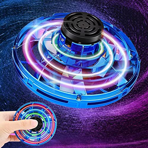 ASORT Fly UFO Spin Drohne, Flyufo Spin Mini Infinity UFO Fly, Flying Spinner Ledzfly Flay UFO Nova, Hand Ifly Ravvisa Spinner Lenkrad Dekompressionsspielzeug für Erwachsene und Kinder (Blau)