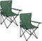 Trail Green Camping Chair Lightweight Folding Cup Holder Carry Bag 100kg Capacity (2 x Chairs)