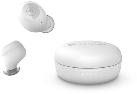 Motorola Sound Moto Buds 150, Auricolari Wireless, Bluetooth, Resistente all'Acqua e al Sudore, Touch e Controllo Vocale, 18 Ore di Riproduzione, Bianco, Normale