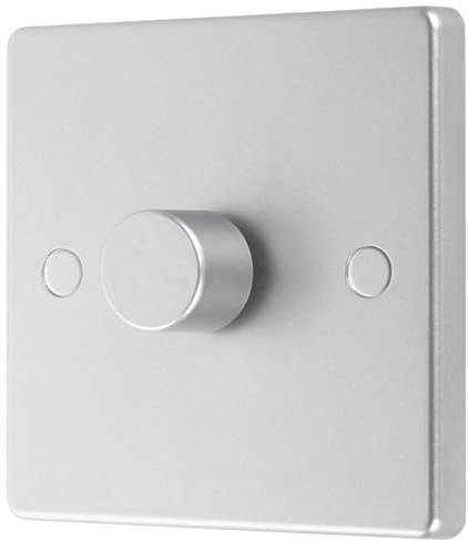 Aroidful 5-200W LED Dimmer Switch, Push On/Off 1 Gang 2-Way Rotary Trailing Edge LED Dimmer Switches for Dimmable LED Lights/Incandescent/Halogen (Silver)