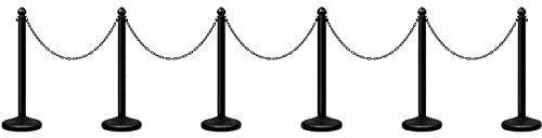 6 Stück Kunststoff-Pfostenzaun – Sicherheitspfosten-Absperrpfosten, Warteschlangenstange, Mit 40-Zoll-Gliederkette Und C-Haken-Leitplanke, Außen- Und Innen-Crowd-Control-Barrieren
