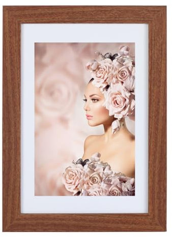 IDEAL TREND Bilderrahmen Holz Rahmen Plexi Acryl Collage Wanddeko Poster quadratisch S215: Farbe: Braun | Format: 50x70