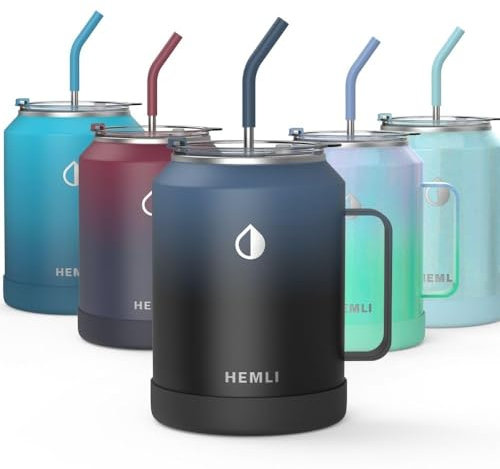 Hemli 50 oz Tumbler with Handle and Straw, Big Travel Mug for Ice Coffee, 50 Oz Water Bottle, Large Insulated Mug, Keeps Hot for 10 Hours, Cold for 36 Hours