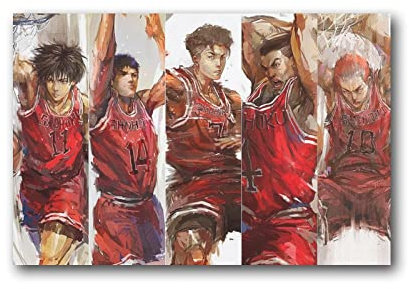 Japanische Cartoon-Poster, Basketball, Anime, Slam Dunk, Spieler, 2 Gemälde auf Leinwand, Wandkunst, Poster, Scrollbild, Druck, Wanddekoration, Heimposter, 30 x 45 cm
