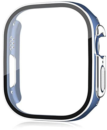 AEMALL Para Apple Watch Ultra 49mm smartwatch protector de pantalla PC Vidrio+funda Accesorios Templados iWatch Series Ultra 49 mm (color: 21 mm, tamaño: ultra 49 mm)