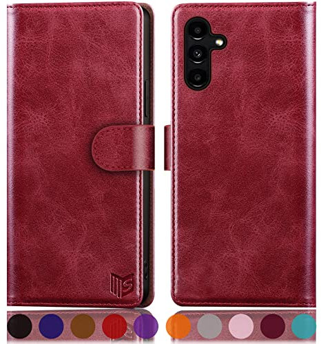 SUANPOT [RFID Schutz für Samsung Galaxy A54 5G Hülle PU Leder Handyhülle Lederhülle Klapphülle Kartenfach Flip Cover für Samsung A54 Handy hülle Leather Wallet Phone Case Rot