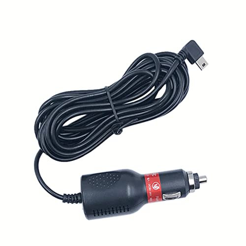 LARRITS 12V-24V DC 3,5 m Mini-USB-Kfz-Zigarettenanzünder-Stromkabel, Kfz-Ladegerät, 3,5 A, 90 Grad linker Winkel, mit extra langem Kabel für Nextbase Dashcam, GPS-Navigation, DVR Autokamera