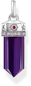 THOMAS SABO 2 Kettenanhänger mit facettierten imitierten Amethyst Silber geschwärzt 925 Sterlingsilber, Geschwärzt PE955-640-13