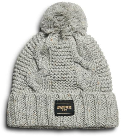 Superdry Damen Kabelknit Beanie Hat Baseballkappe, Eisgrau, Fleck, One Size