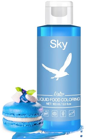 Lebensmittelfarbe - 160ml Flüssige Lebensmittel Farben für Kuchen, Backen, Kekse, Macaron - Zuckerfrei Konzentrierte Farbe Food Coloring für Tortendeko, Getränken, Osterei, DIY Slime (Sky)