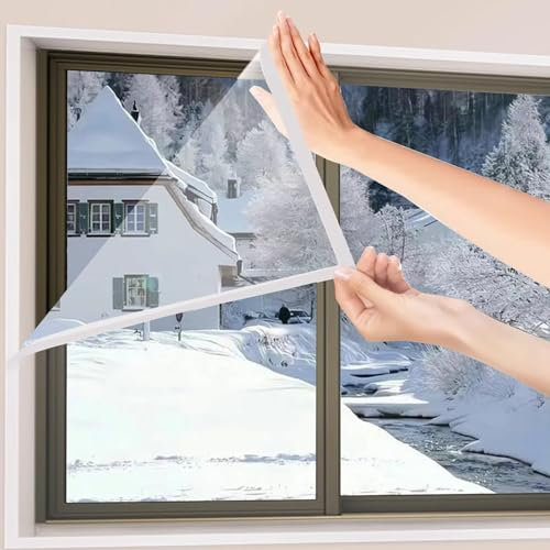 Kit isolante per finestre per l'inverno, antivento, antipolvere, economico e pratico. Copertura per finestre, design con bordi rilegati, più robusto, 85x90cm