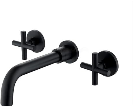 XJTNLB Mitigeur Mural Noir Robinet Lavabo Salle de Bain, Robinetterie Vasque Encastré Mural