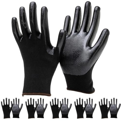 BDSHUNBF Lot de 6 Paires Gants de Travail, Gants Atelier, Polyvalent, Protection Mecanique et Industrielle, Gant de Travail Homme pour Travaux Précis, Manipulation de Composants Gras, Taille XL/10