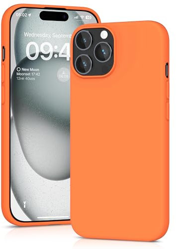 YATWIN Silicone Case for iPhone 15 Pro, Soft-Touch, Shockproof, DustProof, Antiskid Full Body Armour Phone Cover for Apple iPhone 15 Pro - Orange
