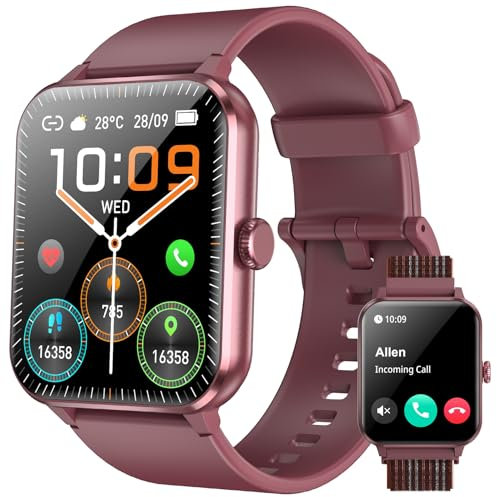 Smartwatch Herren Damen mit Telefonfunktion,1.85'' HD Smart Watch, 100+ Sportmodi Fitness Tracker mit 24/7 Herzfrequenz SpO2 Schlafmonitor Schrittzähler, IP68 Wasserdicht für IOS Android, 2 Armbänders