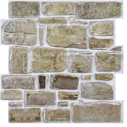 COMSTICKC Pannelli Adesivi per Pietra 3D, 10 Pezzi 30x30cm, Mattoni 3D Adesivi Murali, PVC Pannello Finta Pietra per Decorativi Pareti Interne Cucina, Bagno, Soggiorno, Impermeabile