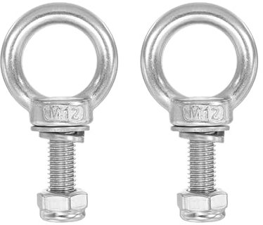 PATIKIL Ringschraube, M12x30 304 Edelstahl ösenschraube Gewinde mit Sechskantschraube Mutter Dichtung Unterlegscheibe zum Aufhängen und Sichern von Ketten Drahtseilen, 2 Sets