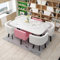 EPUZER Esstisch mit 6 Stühlen Set, Essgruppe Küchentisch mit Kunstleder Stuhl, Konferenztisch Balkon Esstisch for Küche Esszimmer Wohnzimmer(Pink)