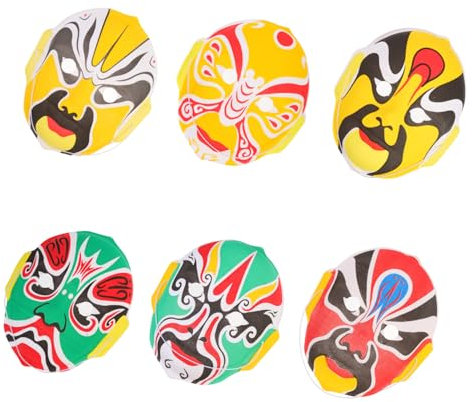 JEWEDECO Lot De 6 Masques Décoratifs Chinois Portables Résistants À Lusure Pour Halloween Cosplay Et Festivals Style Aléatoire