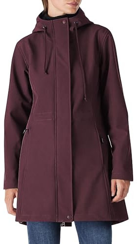 Outdoor Ventures Veste de pluie longue softshell avec capuche pour femme - Veste de mi-saison doublée - Veste fonctionnelle imperméable coupe-vent - Veste de randonnée respirante, rouge foncé XL