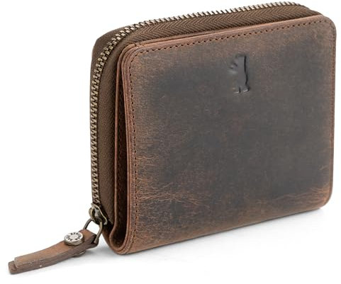 Berliner Bags Vintage Geldbörse Sara, Kleine Portemonnaie, Geldbeutel aus Leder, mit TÜV-gepruftem RFID-Schutz, inkl Geschenk-Box, für Damen - Braun