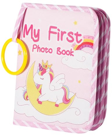 VARKAGE Baby Fotoalbum Stoff, Fotobuch Baby Stoff, Baby Photo Album, Weiches Stoff-Fotobuch für Neugeborene, Kleinkinder und Kinde, Mein Erstes Fotobuch für Familien-Neugeborene (Einhorn)