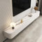 Support de télévision Flottant Meuble TV Suspendu Meuble de Rangement en Bois sous la télévision unité de Divertissement Moderne avec 3/4 de Rangement étagère de (Texture Blanche, 180cm)