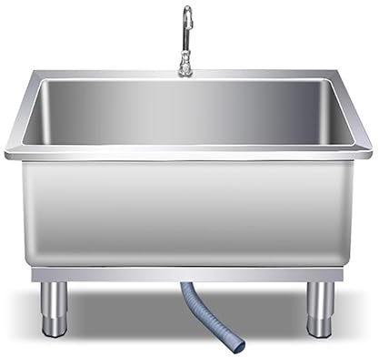 Fregadero de acero inoxidable con cubeta de fregona y lavabo profundo para cocina, restaurante, negocios, garajes, cubo de fregona comercial para suelo, lavadero, fregadero de vertedero (50 x 40 x 50