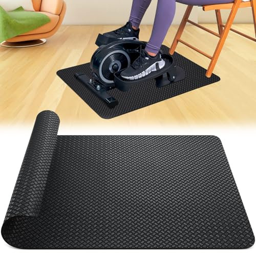 Upgraded Rutschfeste Trainingsmatte, doppelseitige Anti-Rutsch-Ellipsen-Beintrainermatte, 60 x 43cm Bodenschutz-Trainingsunterlage für Ellipsentrainer unter dem Schreibtisch Fuß-und Beinpedaltrainer