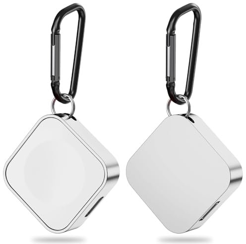 Charger for Apple Watch Support Lightning USB C,5W Magnetic Wireless Fast Charging iWatch Charger Type C Travel Keychain for iWatch Series Ultra 2/10/9/8/7/6/SE/SE2/5/4/3/2-silvery Portable