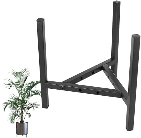 Support Plantes Interieur Réglable, Porte Plante Interieur Exterieur, Supports de Pots de Fleurs en Métal, Tabouret Plante Support Pot de Fleur Interieur Exterieur de 20,5 cm - 30,5 cm, Noir