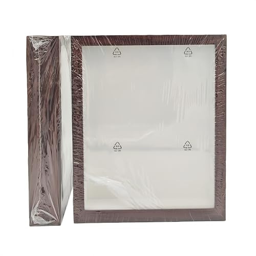Shadow Box Bilderrahmen mit HD transparenter PET-Platte - Hohler Holz-Bilderrahmen zum Pressen von Blumen, Muschel-Displaybox, Gedenkschattenbox. (Braun, 21,8 x 26,9 cm, 2 Stück)