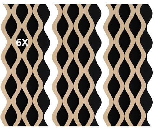 Lot de 6 panneaux effet slatwall revêtement mural plafond polymère plastique intérieur extérieur 20 x 240 cm emboîtement latéral coupable rigide décoratif noir et bois pvc double vague