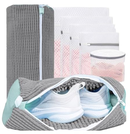 2 Sacchetto Lavatrice Scarpe E Set Sacchetti Lavatrice Biancheria, Sacchetti per Scarpe Lavatrice con Zip, Microfibra Proteggi Scarpe, Rete Salvabucato per Lavaggio, vestiario, Biancheria Intima