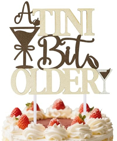 Penitue A Tini Bit Older Cake Topper, Espresso Martini Theme Party Decoration Glitter Cupcake Decor for Bachelorette Tiny Bar Cocktail Birthday Party