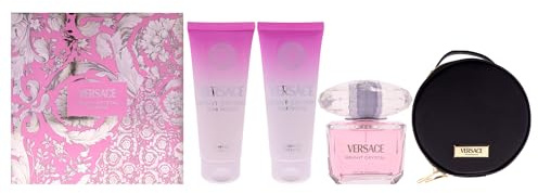Versace Bright Crystal Eau de Toilette Geschenkset 2025, 90 ml Eau de Toilette, 100 ml Körperlotion, 100 ml Duschgel und Beutel