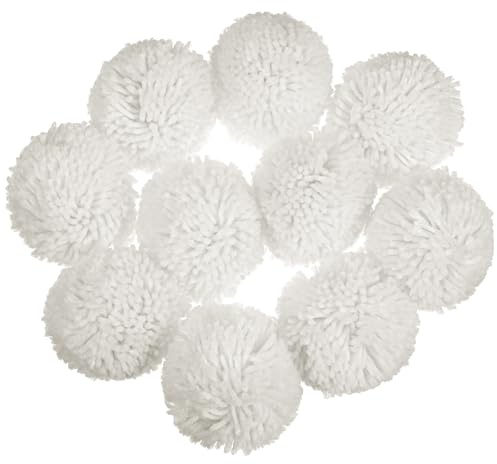 Xinjoduz 10 Stück Kunstfell Bommel für Mützen 8cm Weiß Pompons Pompom zum Basteln Große Flauschige Pom Poms Dekoration Weiße Bommel Kunstfell Runder Pompoms für Schals Schlüsselanhänger