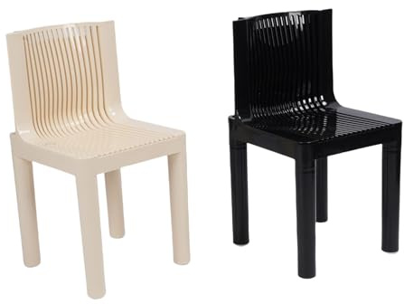SIXRUN Esszimmerstuhl, Set mit 2 Stapelbaren Beistellstühlen aus PP-Kunststoff Im Modernen Nordischen Stil mit Beigem und Schwarzem Design für Zuhause, Café oder Büro