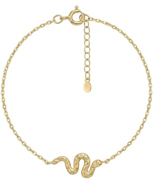 Suzan Gold® 375 Echtgold Armband Damen mit Schlangenmotiv filigrane verstellbare Kette minimalistisch elegant symbolischer Goldschmuck Geschenkidee Serpentina