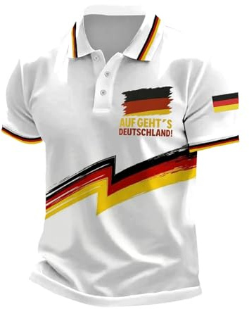 Deutschland Shirt Wm Trikot 2026 Deutschland Poloshirts Für Herren Herrenhemd mit Deutschem Flaggenprint, Reißverschluss, Geeignet Für Alltag,(01-2-schwarz,4XL)